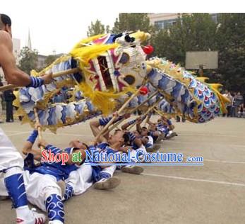 Chinese Peking Blue Dragon Dance Costumes Complete Set