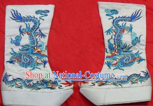 Chinese Peking Opera Wusheng Embroidered Dragon Boots