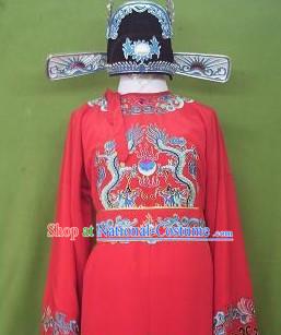 Chinese Number One Scholar Zhuang Yuan Costumes and Hat Set for Men