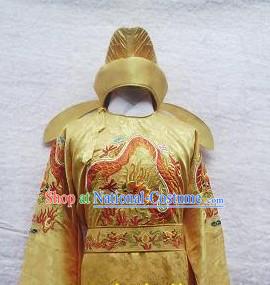 Chinese Tang Dynasty Emperor Dragon Clothing and Hat Full Set