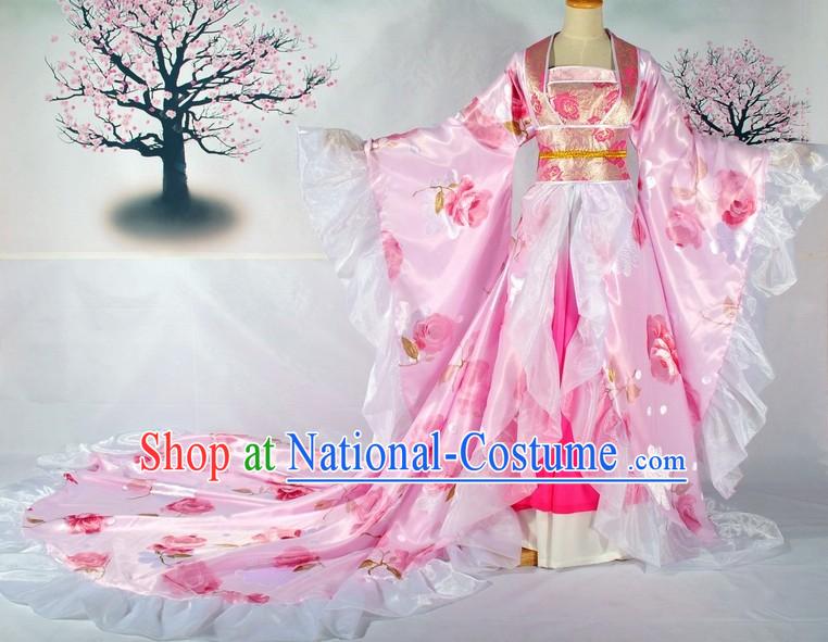 Long Tail Traditional Chinese Bride Wedding Dress Complete Set