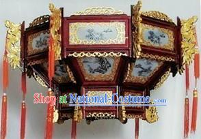 39 Inches Large Chinese Classical Ceiling Wooden Palace Lantern