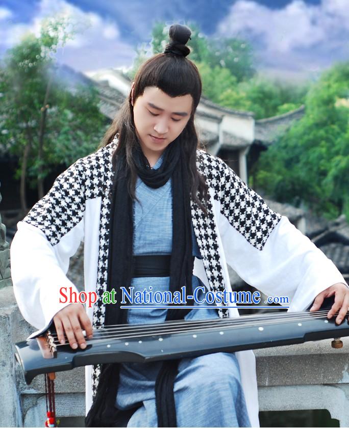 Chinese Gu Zhuang Male Swordsman Costume Complete Set