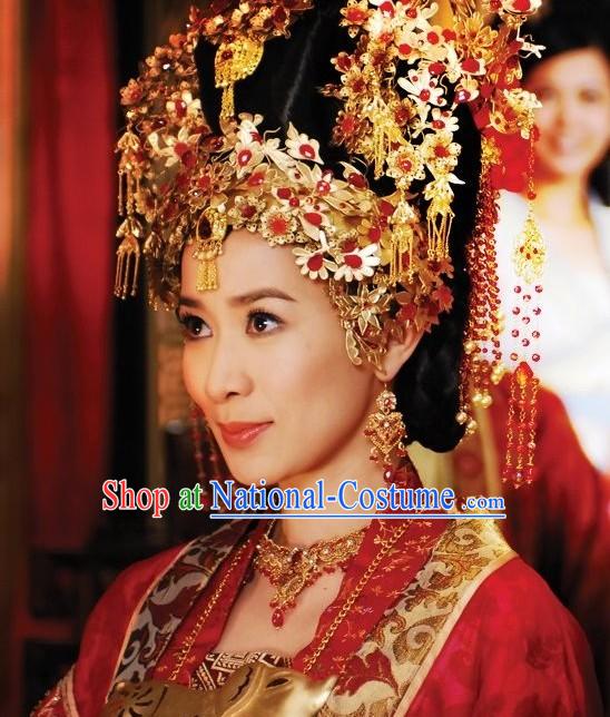 Ancient Chinese Princess Wedding Headpiece, Earrings and Necklace Complete Set