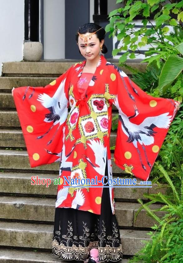 Stunning Chinese Princess Crane Hanfu Clothing Complete Set