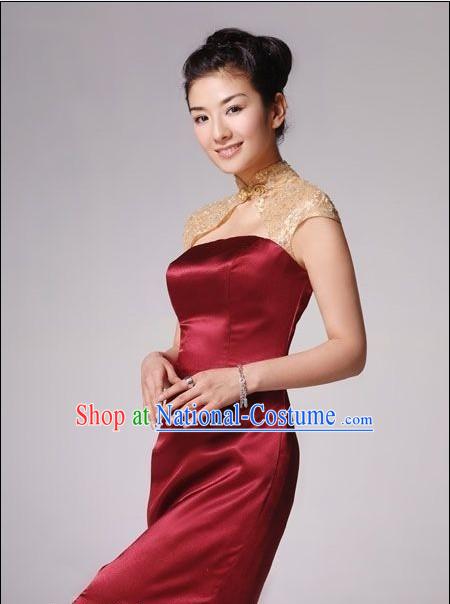 Chinese Royal Red Wedding Qipao Cheongsam