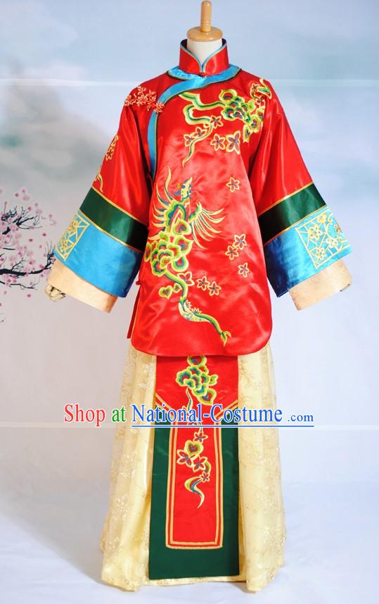 Chinese Hand Made Bride Phoenix Wedding Dress Complete Set