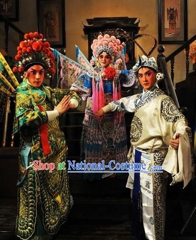 Chinese Beijing Opera Costumes and Hats Three Sets