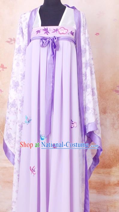 Tang Dynasty Embroidered Butterfly Purple Princess Dress