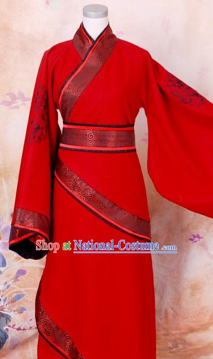 Ancient Han Dynasty Embroidered Flower Red Wedding Dress