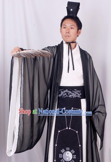 Chinese Costume Three Kingdoms Period Zhuge Liang Ba Gua Costume Complete Set for Men