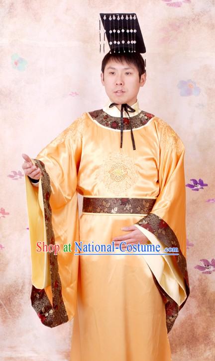 Ancient Tang Dynasty Emperor Imperial Clothing and Crown Complete Set