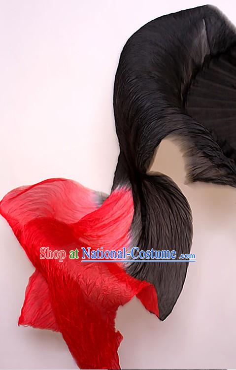 Black to Red Color Transition Silk Dance Fan