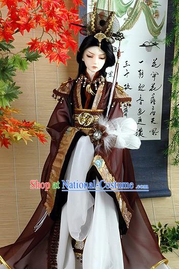 Ancient Chinese Royal Men Costume and Hat Complete Set