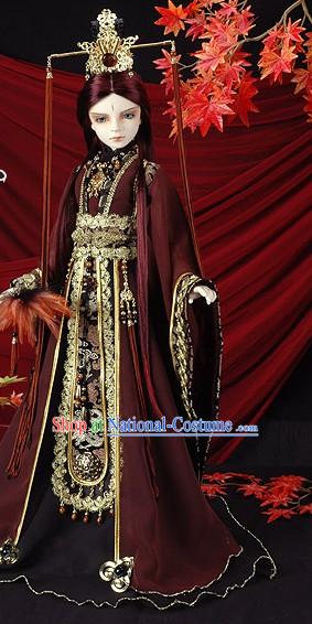 Ancient Chinese Emperor Costume and Crown Complete Set