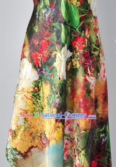 Chinese Silk Flower Fabric