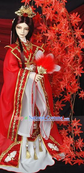 Ancient Chinese Prince Wedding Dress and Headpiece Complete Set for Bridegrooms