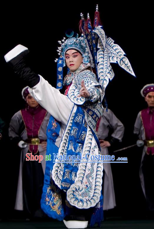 Beijing Opera Wu Sheng Fighting or Military Character Costumes and Hat