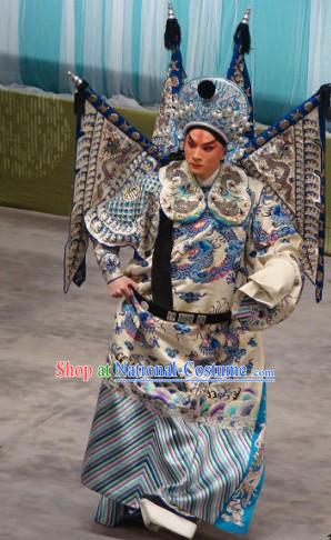 Beijing Opera Wu Sheng Costumes and Hat with Flags