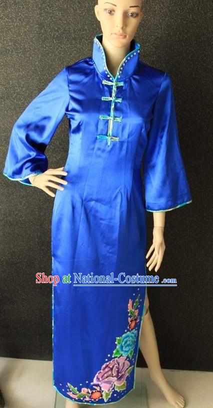 Chinese Folk Blue Dance Costumes