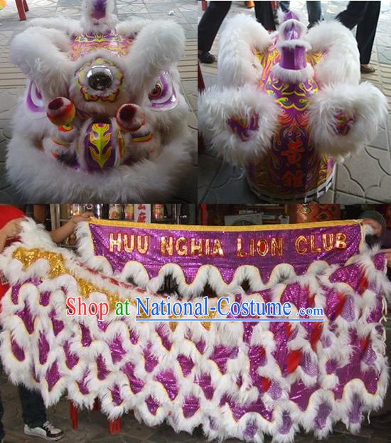 Top Fluorescent Lion Dancing Head and Costume Complete Set