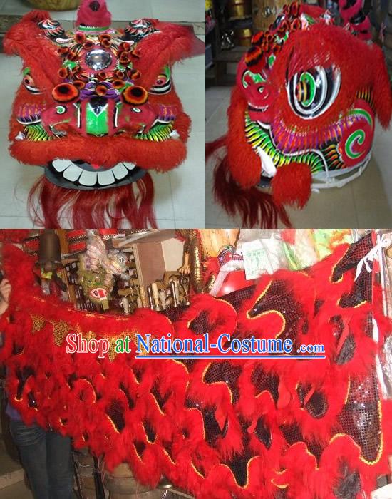 Red Business Opening Ceremony Guan Yu Lion Dance Costume Complete Set