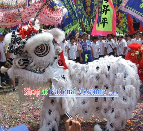 Beijing Opera Style Long Feather Tiger Stripe Lion Dance Costume Complete Set