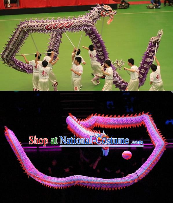 Professional Competition and Parade Luminous Purple Dragon Dancing Costume Complete Set