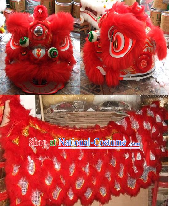 Competition and Parade Fluorescent Southern Lion Dance Head and Costume Complete Set