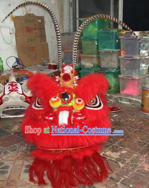 Beijing Opera Style Long Feather Lion Dance Costume Complete Set