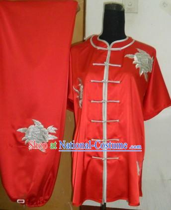 Chinese Silk Embroidered Flower Kung Fu Competition Uniform