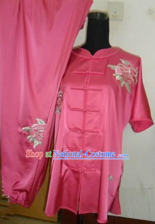 Chinese Silk Embroidered Flower Kung Fu Competition Uniform