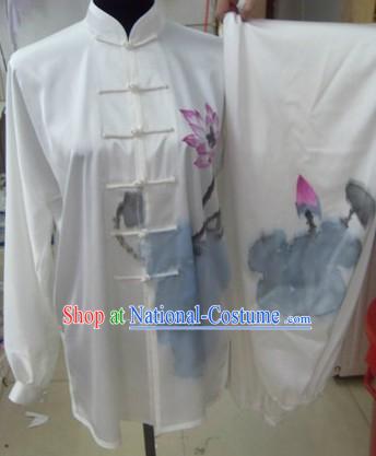 Chinese Silk Lotus Tai Chi Performance Costumes Set