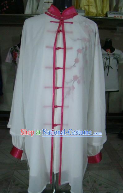 Traditional Chinese Plum Blossom Silk Wu Shu Clothing and Veil Set