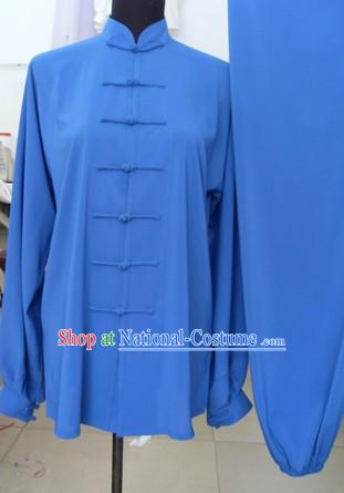 Chinese Classic Blue Silk Kung Fu Suit for Men or Women