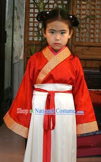 Ancient Chinese Red Festival Celebration Clothing for Kids