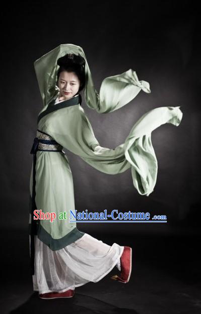 Ancient Chinese Beauty Water Sleeve Dance Costumes Complete Set