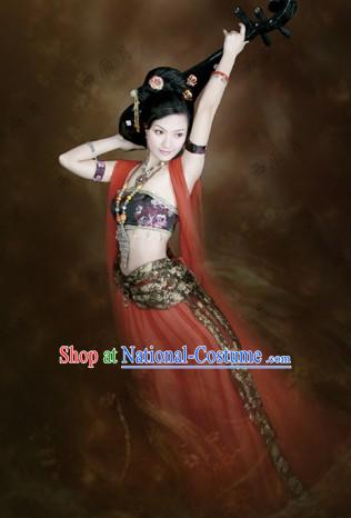 Chinese Tang Dynasty Red Dunhuang Feitian Dance Costumes