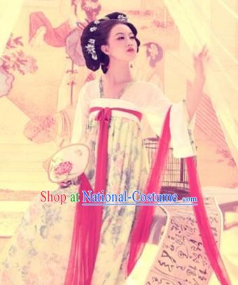 Traditional Chinese Tang Beautiful Women Costumes Complete Set