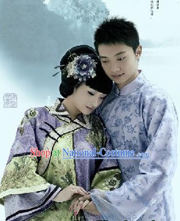 Chinese Minguo Period Clothing 2 Sets for Men and Women