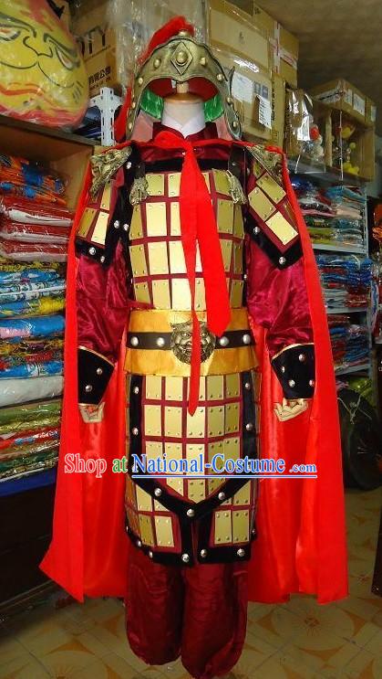 Ancient Chinese Armor Costumes and Helmet Costumes Complete Set with Cape