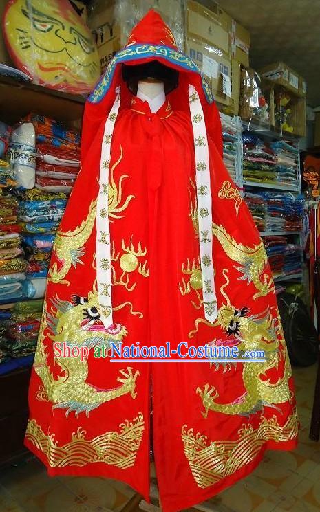 Traditional Chinese Opera Golden Dragon Cape