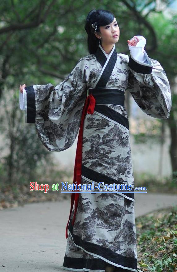 Ancient Landscape Painting Beauty Hanfu Clothing Complete Set