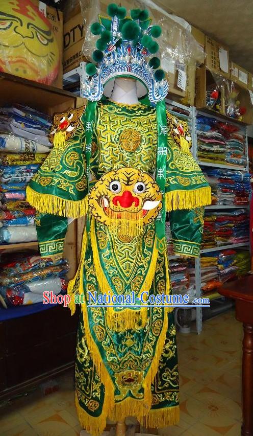 Peking Opera Da Kao Embroidered Armor Costumes and Helemt Complete Set