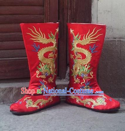 Traditional Embroidered Dragon Hanfu Wedding Boots