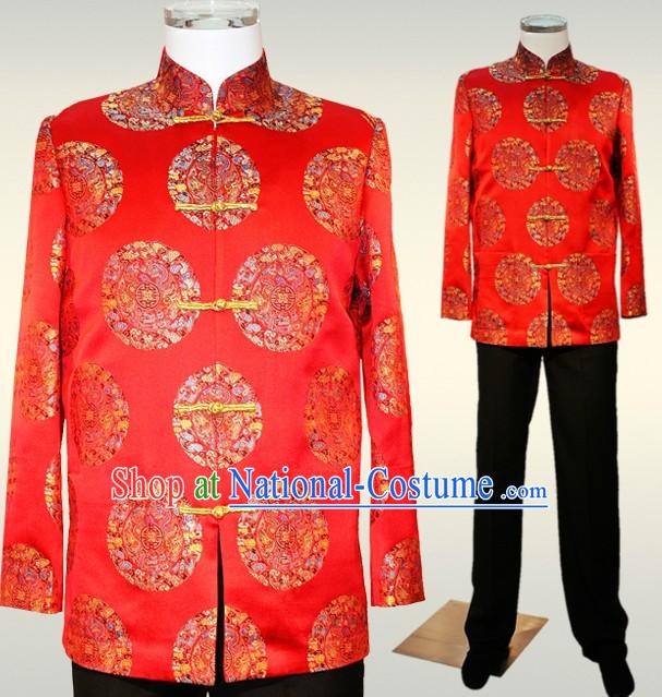 Chinese Auspicious Red Wedding Dress for Bridegrooms