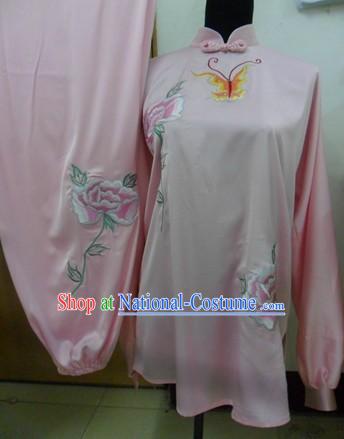 Chinese Silk Butterfly and Flower Kung Fu Contest Uniform for Women