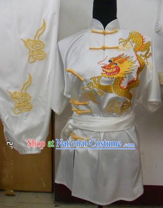 Chinese Classical Embroidered Dragon Silk Martial Arts Stage Performance Suit