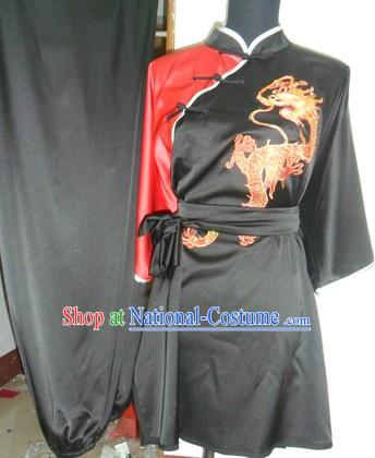 Chinese Long Fist Changquan Embroidered Dragon Silk Kung Fu Clothes