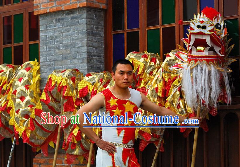 Traditional Red Dragon Dance Costumes Complete Set